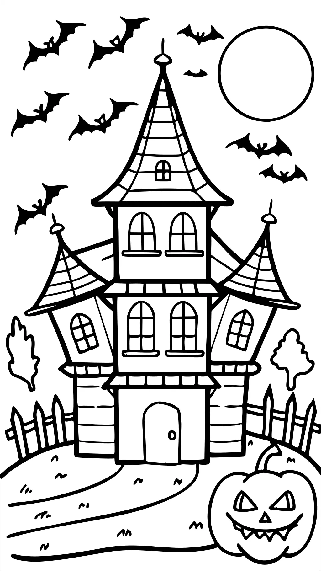 simple haunted house coloring pages